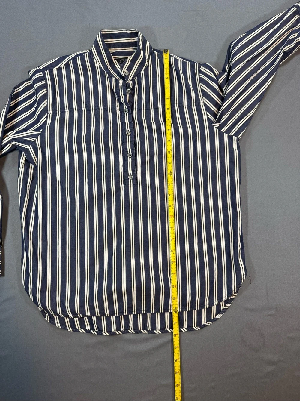 J. Crew Navy and White Striped Shirt Size 4 Coastal Preppy Minimalist - Picture 6 of 6